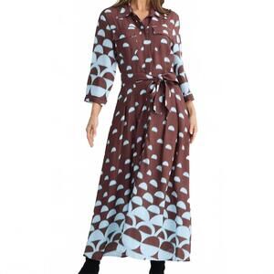 NEW HOLIDAY rosselini dress in blue brown geo